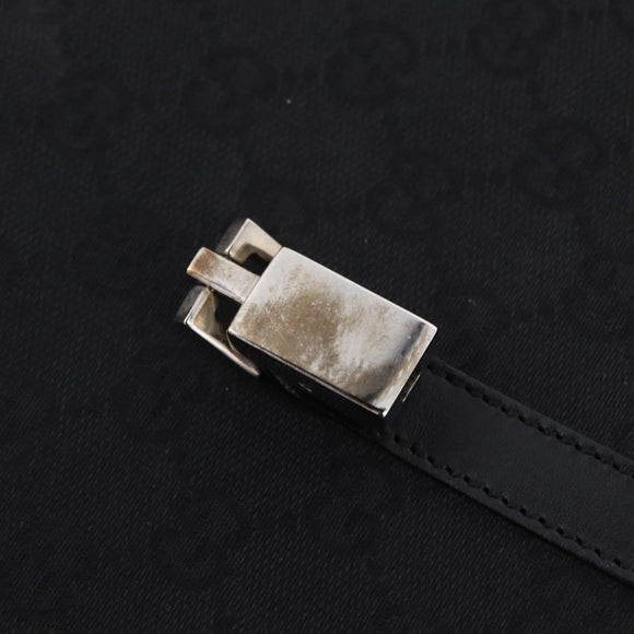 GUCCI GG Canvas Jackie Hand Bag Black Silver 002 1073 Auth ka6140A