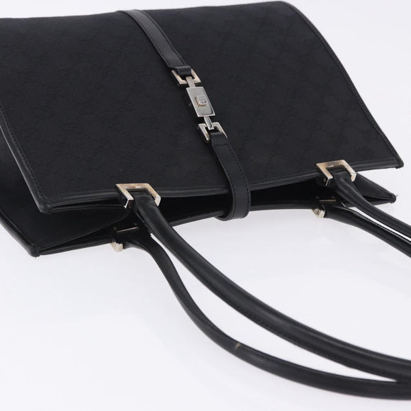 GUCCI GG Canvas Jackie Hand Bag Black Silver 002 1073 Auth ka6140A