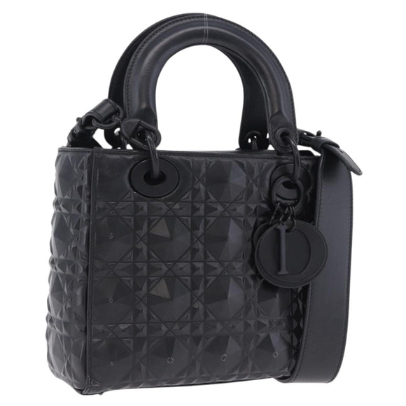 Christian Dior Canage Hand Bag Leather 2way Black Auth ka6141SAV