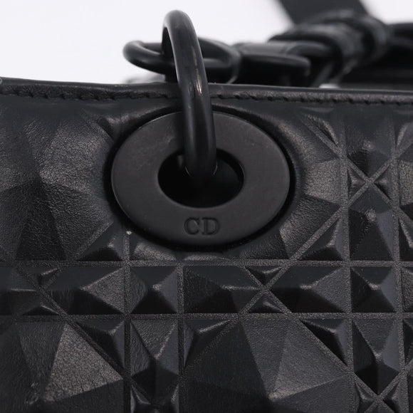 Christian Dior Canage Hand Bag Leather 2way Black Auth ka6141SAV