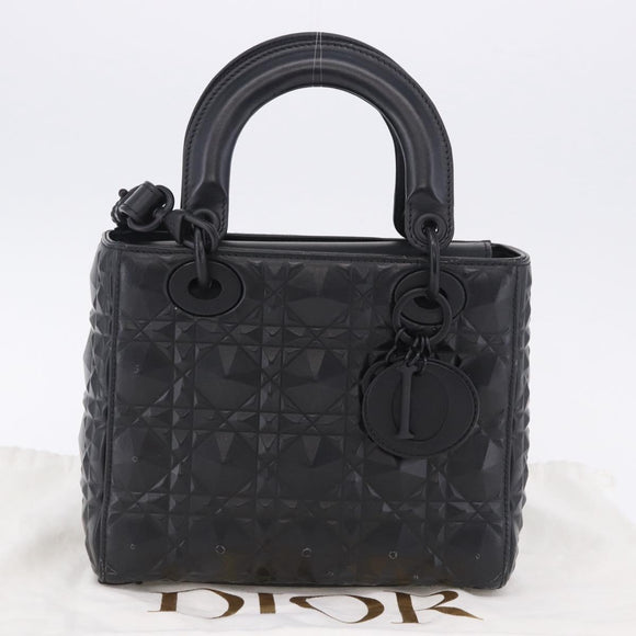 Christian Dior Canage Hand Bag Leather 2way Black Auth ka6141SAV