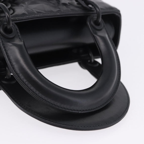 Christian Dior Canage Hand Bag Leather 2way Black Auth ka6141SAV