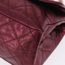 CHANEL 2.55 Matelasse Chain Shoulder Bag Lamb Skin Red Gold CC Auth ka6142SAV-15