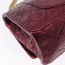 CHANEL 2.55 Matelasse Chain Shoulder Bag Lamb Skin Red Gold CC Auth ka6142SAV-16