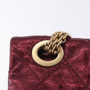 CHANEL 2.55 Matelasse Chain Shoulder Bag Lamb Skin Red Gold CC Auth ka6142SAV-18