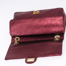 CHANEL 2.55 Matelasse Chain Shoulder Bag Lamb Skin Red Gold CC Auth ka6142SAV-10