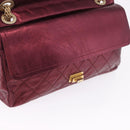 CHANEL 2.55 Matelasse Chain Shoulder Bag Lamb Skin Red Gold CC Auth ka6142SAV-22