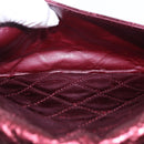 CHANEL 2.55 Matelasse Chain Shoulder Bag Lamb Skin Red Gold CC Auth ka6142SAV-34
