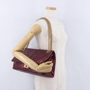 CHANEL 2.55 Matelasse Chain Shoulder Bag Lamb Skin Red Gold CC Auth ka6142SAV-35