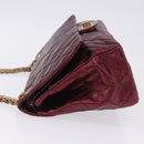 CHANEL 2.55 Matelasse Chain Shoulder Bag Lamb Skin Red Gold CC Auth ka6142SAV-4