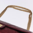CHANEL 2.55 Matelasse Chain Shoulder Bag Lamb Skin Red Gold CC Auth ka6142SAV-14