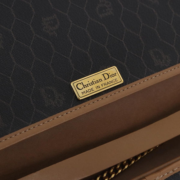 Christian Dior Honeycomb Chain Shoulder Bag PVC Black Gold Tone Auth ka6143A