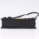 Salvatore Ferragamo Gancini Hand Bag Suede 2way Black Gold Tone Auth ka6147-11