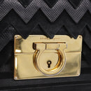 Salvatore Ferragamo Gancini Hand Bag Suede 2way Black Gold Tone Auth ka6147-16