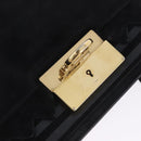 Salvatore Ferragamo Gancini Hand Bag Suede 2way Black Gold Tone Auth ka6147-20