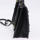 Salvatore Ferragamo Gancini Hand Bag Suede 2way Black Gold Tone Auth ka6147-4
