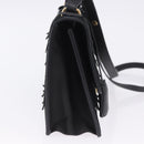 Salvatore Ferragamo Gancini Hand Bag Suede 2way Black Gold Tone Auth ka6147-5