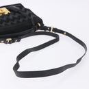 Salvatore Ferragamo Gancini Hand Bag Suede 2way Black Gold Tone Auth ka6147-9