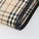 BURBERRY Nova Check Shoulder Bag Canvas Beige Silver Auth ka6151-10