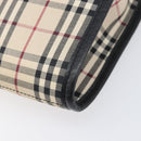 BURBERRY Nova Check Shoulder Bag Canvas Beige Silver Auth ka6151-12
