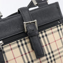 BURBERRY Nova Check Shoulder Bag Canvas Beige Silver Auth ka6151-14
