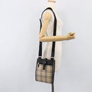 BURBERRY Nova Check Shoulder Bag Canvas Beige Silver Auth ka6151-23