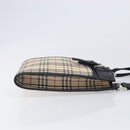 BURBERRY Nova Check Shoulder Bag Canvas Beige Silver Auth ka6151-4