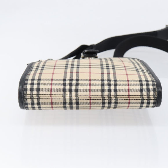 BURBERRY Nova Check Shoulder Bag Canvas Beige Silver Auth ka6151