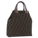 FENDI Zucca Canvas Hand Bag Brown Gold Tone Auth ka6152-1