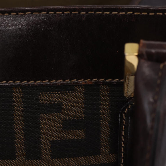 FENDI Zucca Canvas Hand Bag Brown Gold Tone Auth ka6152