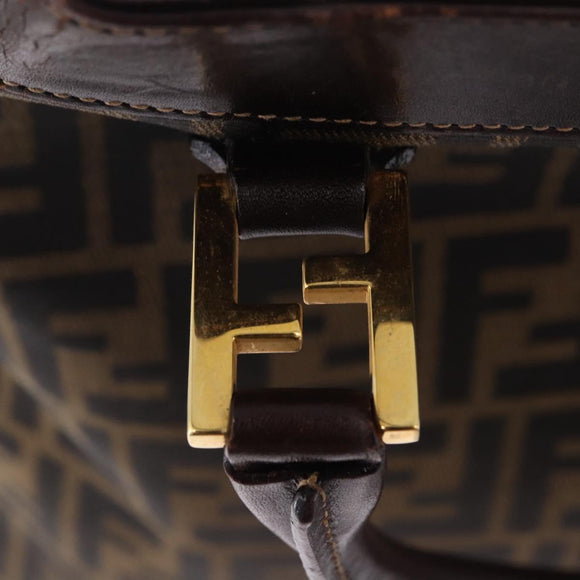 FENDI Zucca Canvas Hand Bag Brown Gold Tone Auth ka6152