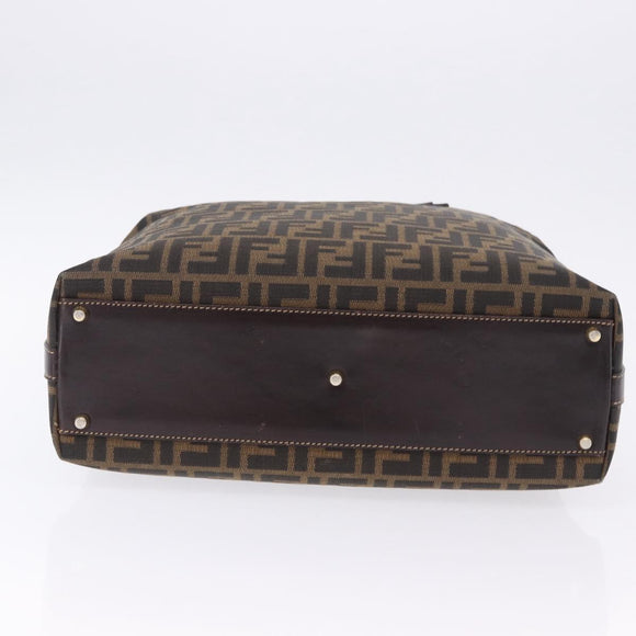 FENDI Zucca Canvas Hand Bag Brown Gold Tone Auth ka6152