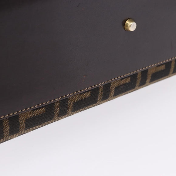 FENDI Zucca Canvas Hand Bag Brown Gold Tone Auth ka6152