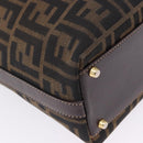 FENDI Zucca Canvas Hand Bag Brown Gold Tone Auth ka6152-20