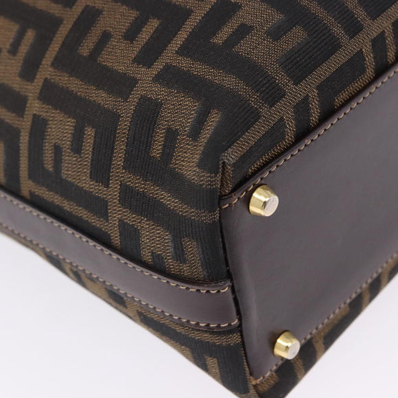 FENDI Zucca Canvas Hand Bag Brown Gold Tone Auth ka6152
