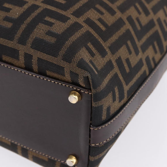 FENDI Zucca Canvas Hand Bag Brown Gold Tone Auth ka6152