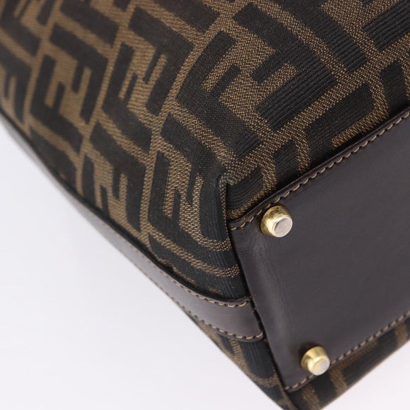 FENDI Zucca Canvas Hand Bag Brown Gold Tone Auth ka6152