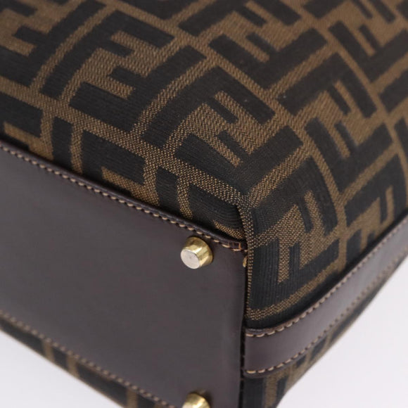 FENDI Zucca Canvas Hand Bag Brown Gold Tone Auth ka6152