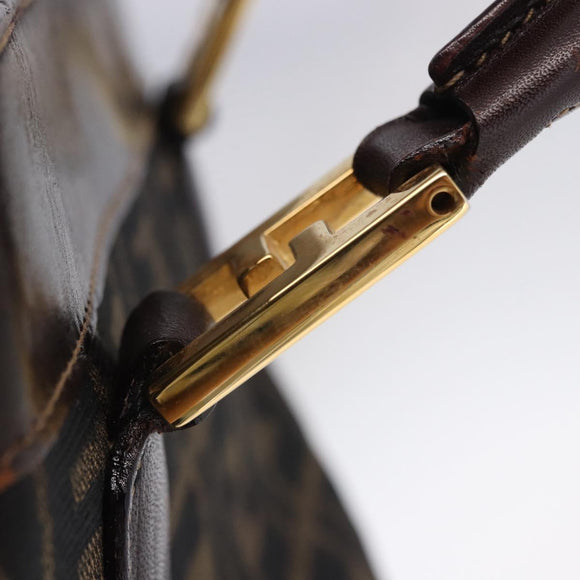 FENDI Zucca Canvas Hand Bag Brown Gold Tone Auth ka6152