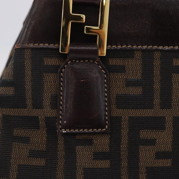 FENDI Zucca Canvas Hand Bag Brown Gold Tone Auth ka6152