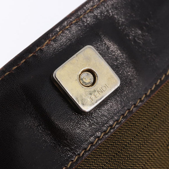 FENDI Zucca Canvas Hand Bag Brown Gold Tone Auth ka6152
