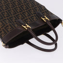 FENDI Zucca Canvas Hand Bag Brown Gold Tone Auth ka6152-7