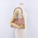 GUCCI Jackie Bamboo Hand Bag Suede Pink Gold Tone 001 4060 Auth ka6156-24