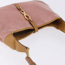 GUCCI Jackie Bamboo Hand Bag Suede Pink Gold Tone 001 4060 Auth ka6156-7