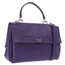 PRADA Hand Bag Leather Purple Silver Auth ka6163-1