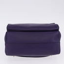 PRADA Hand Bag Leather Purple Silver Auth ka6163-6