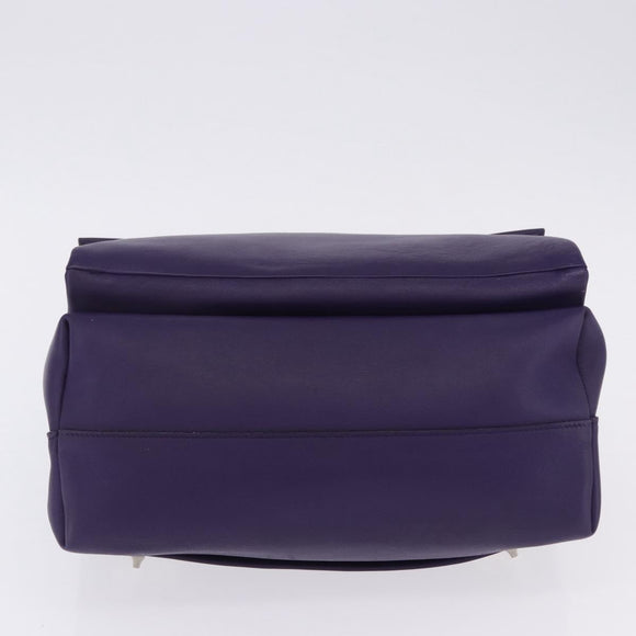 PRADA Hand Bag Leather Purple Silver Auth ka6163