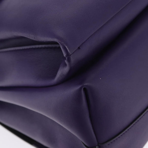 PRADA Hand Bag Leather Purple Silver Auth ka6163