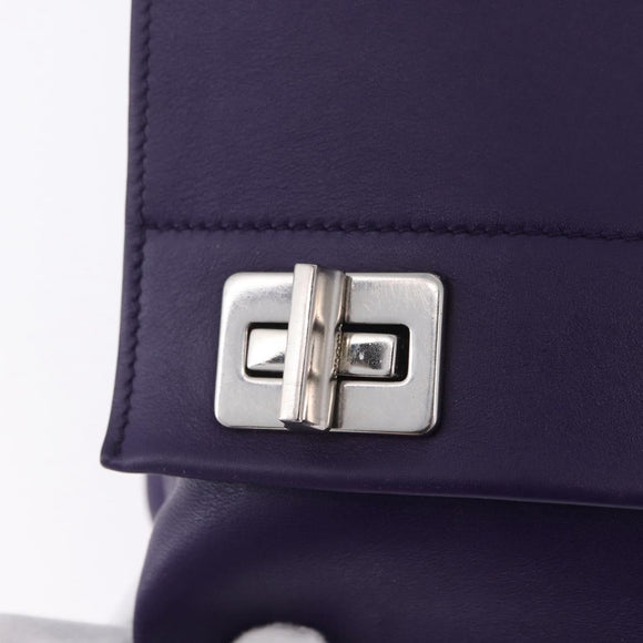 PRADA Hand Bag Leather Purple Silver Auth ka6163