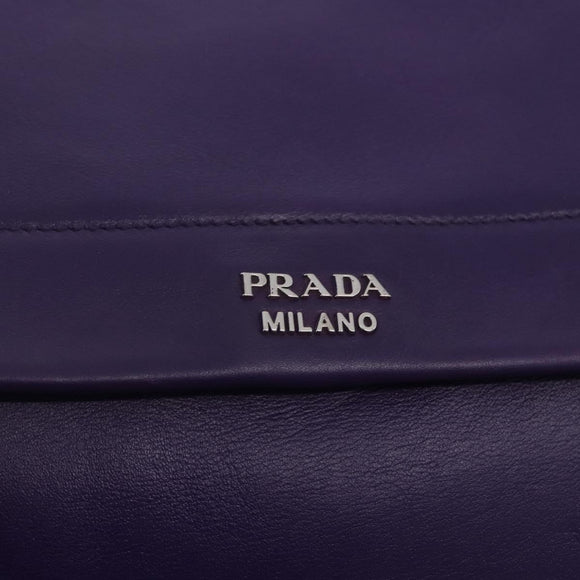 PRADA Hand Bag Leather Purple Silver Auth ka6163